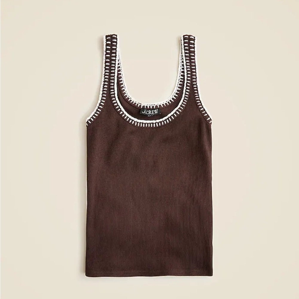 J. Crew Vintage rib tank with contrast stitch Inky Espresso
